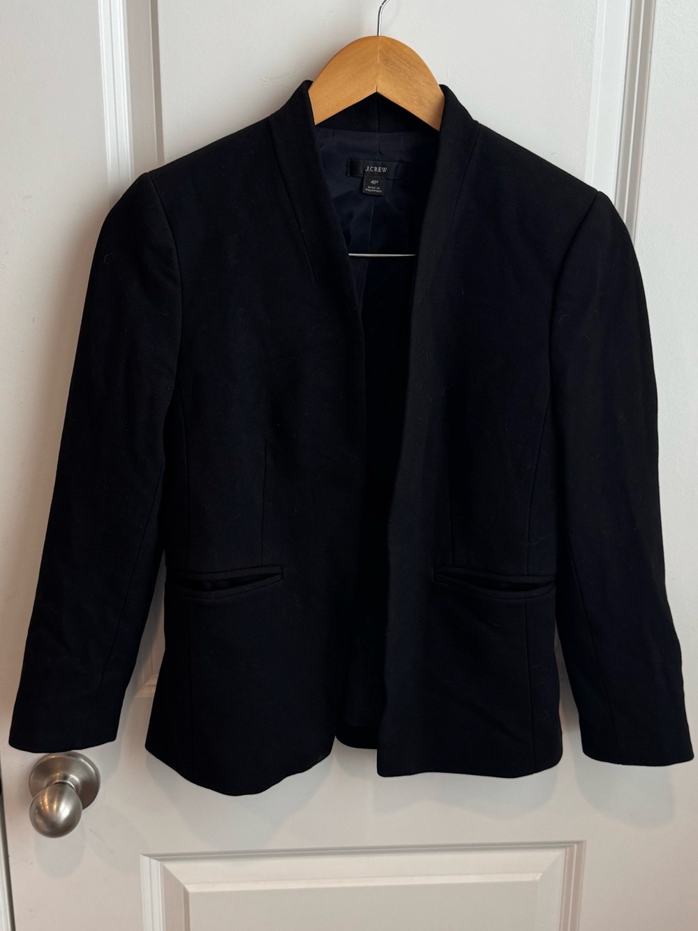J.Crew Going-Out Blazer Stretch Twill Black Size 4P Petite H2778